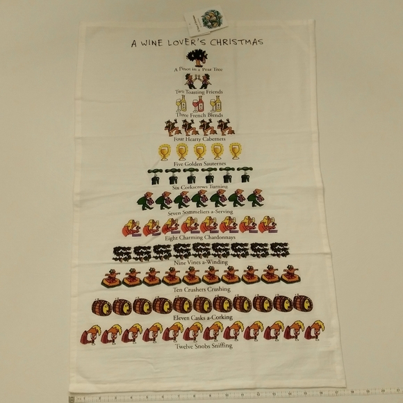 Lot of 2 A Wine Lover's 12 Days of Christmas Dish TOWEL 18" x 26" by David Price - Picture 3 of 13
